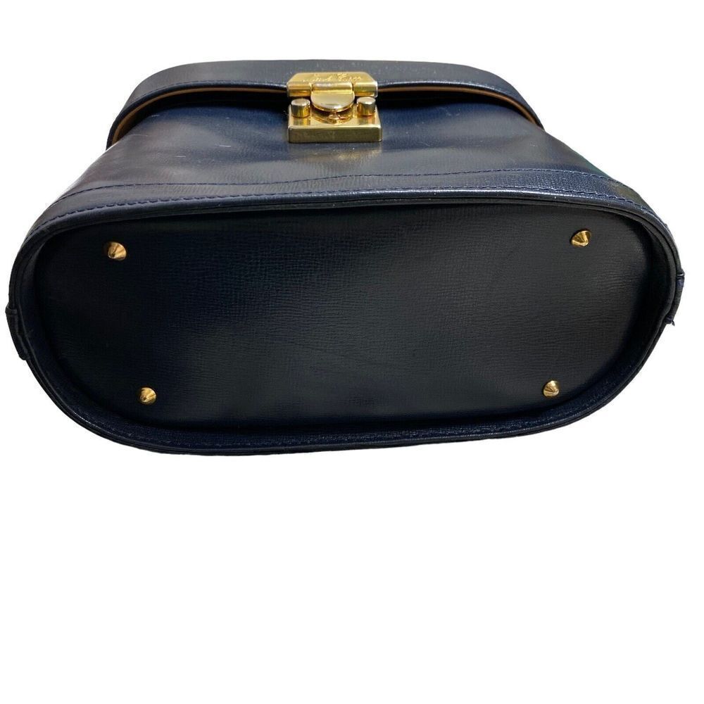 Mark Cross Vintage 1980s Benchley Bag Purse Handbag Navy Blue Leather NO KEY - Picture 7 of 11